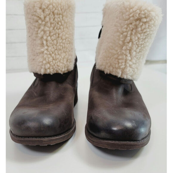 UGG ALDON STOUT WATER RESISTANT SHEARLING LINED ANKLE BOOTS IN BROWN, SZ 8 - Picture 5 of 16